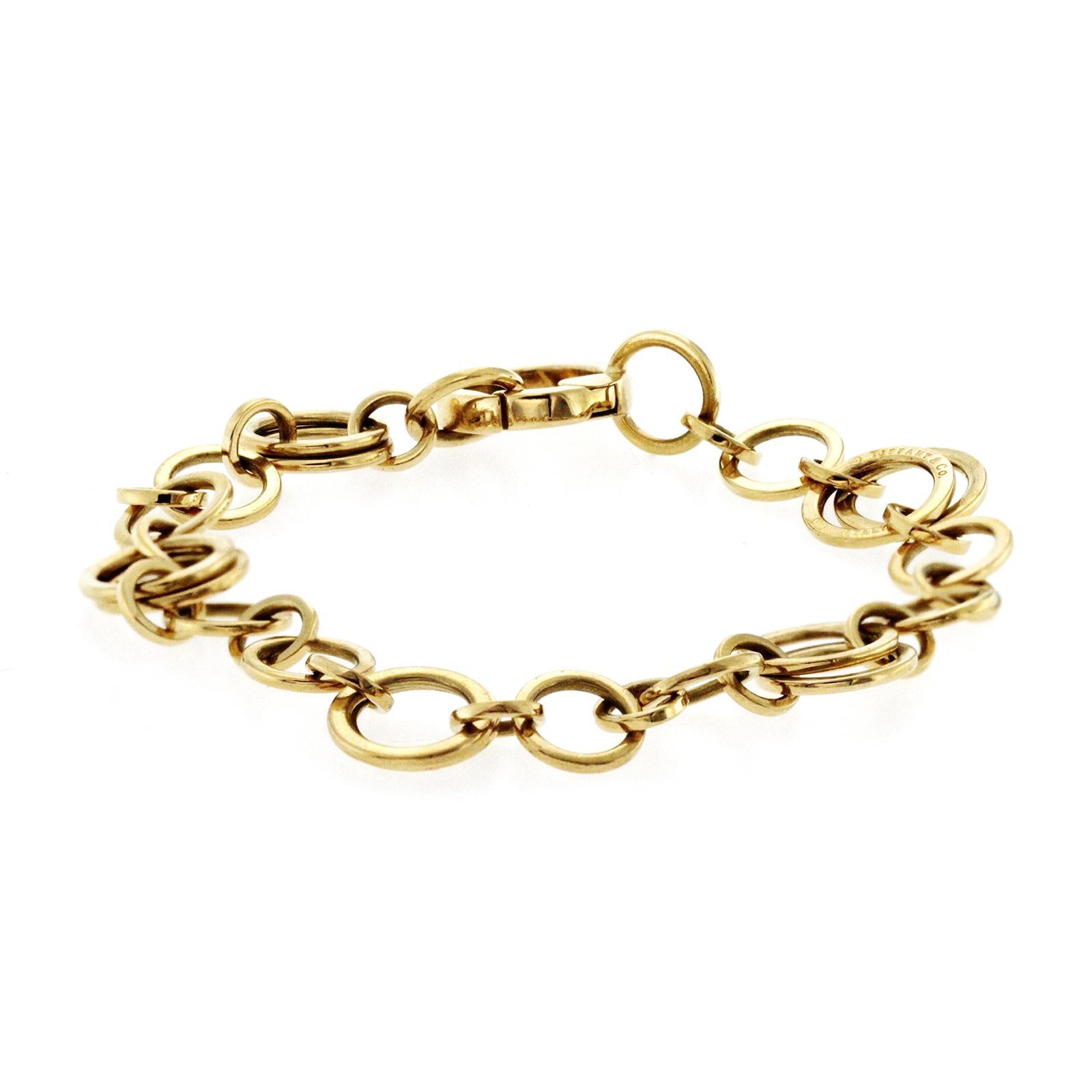 Women's or Men's Tiffany & Co. 18 Karat Yellow Gold Circle Chain Link Bracelet