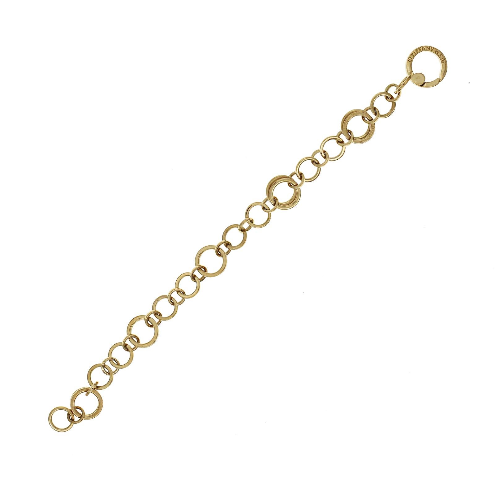 Tiffany & Co. 18 Karat Yellow Gold Circle Chain Link Bracelet 1