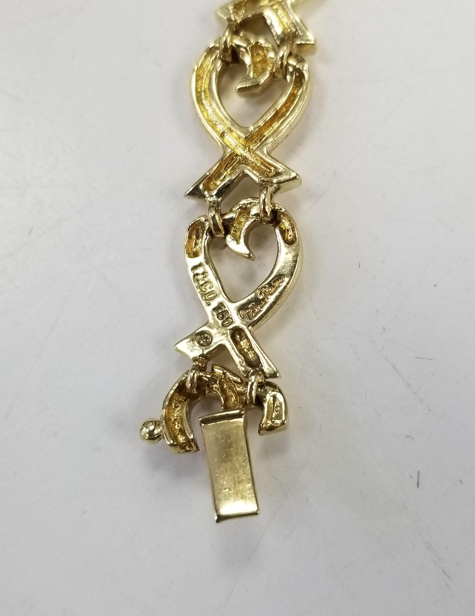 Artisan Tiffany & Co 18k Yellow Gold Classic Loving Heart Picasso Bracelet For Sale