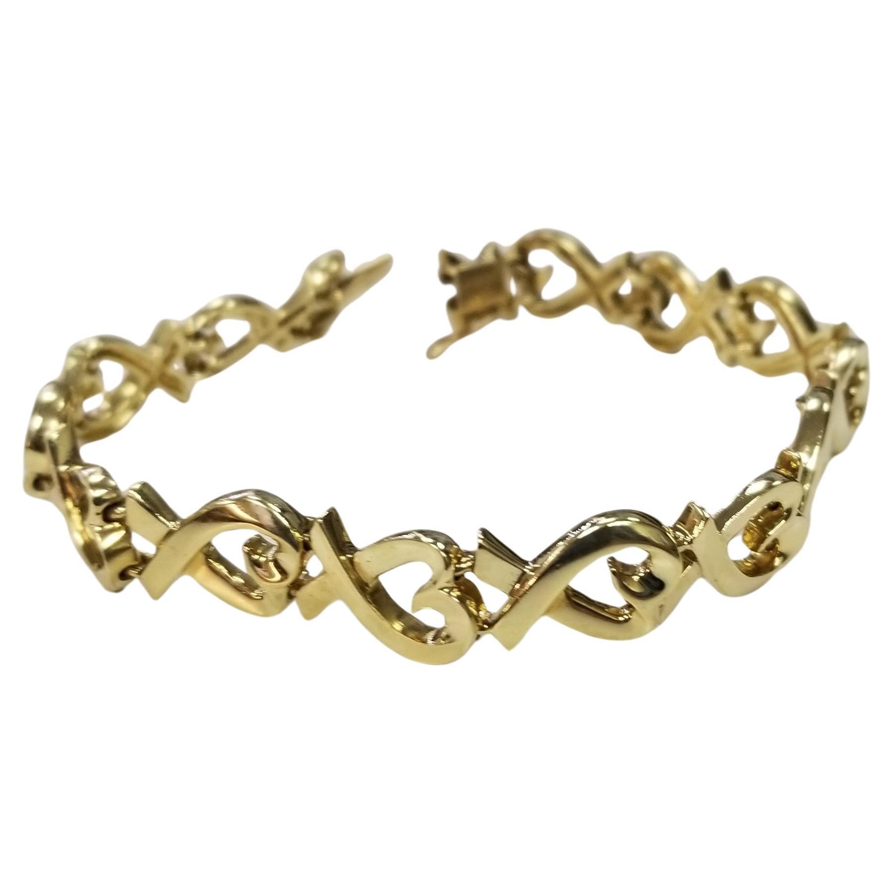 Tiffany & Co 18k Yellow Golding Co Classic Loving Heart Picasso Bracelet en vente