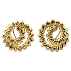 Tiffany & Co. 18K Yellow Gold Coiled Rope Clip on Earrings #15836