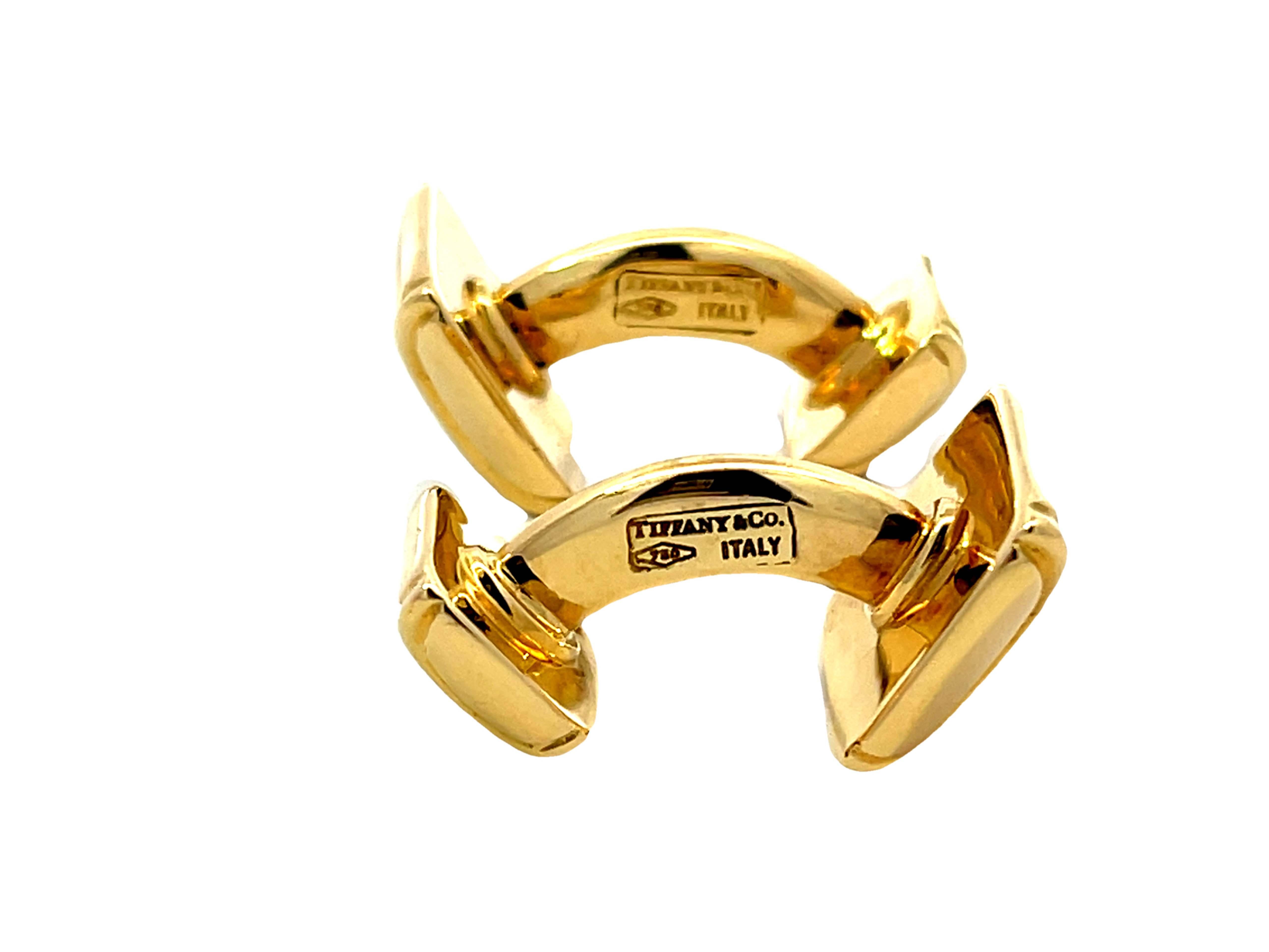 Women's or Men's Tiffany & Co. 18k Yellow Gold Cuff Links