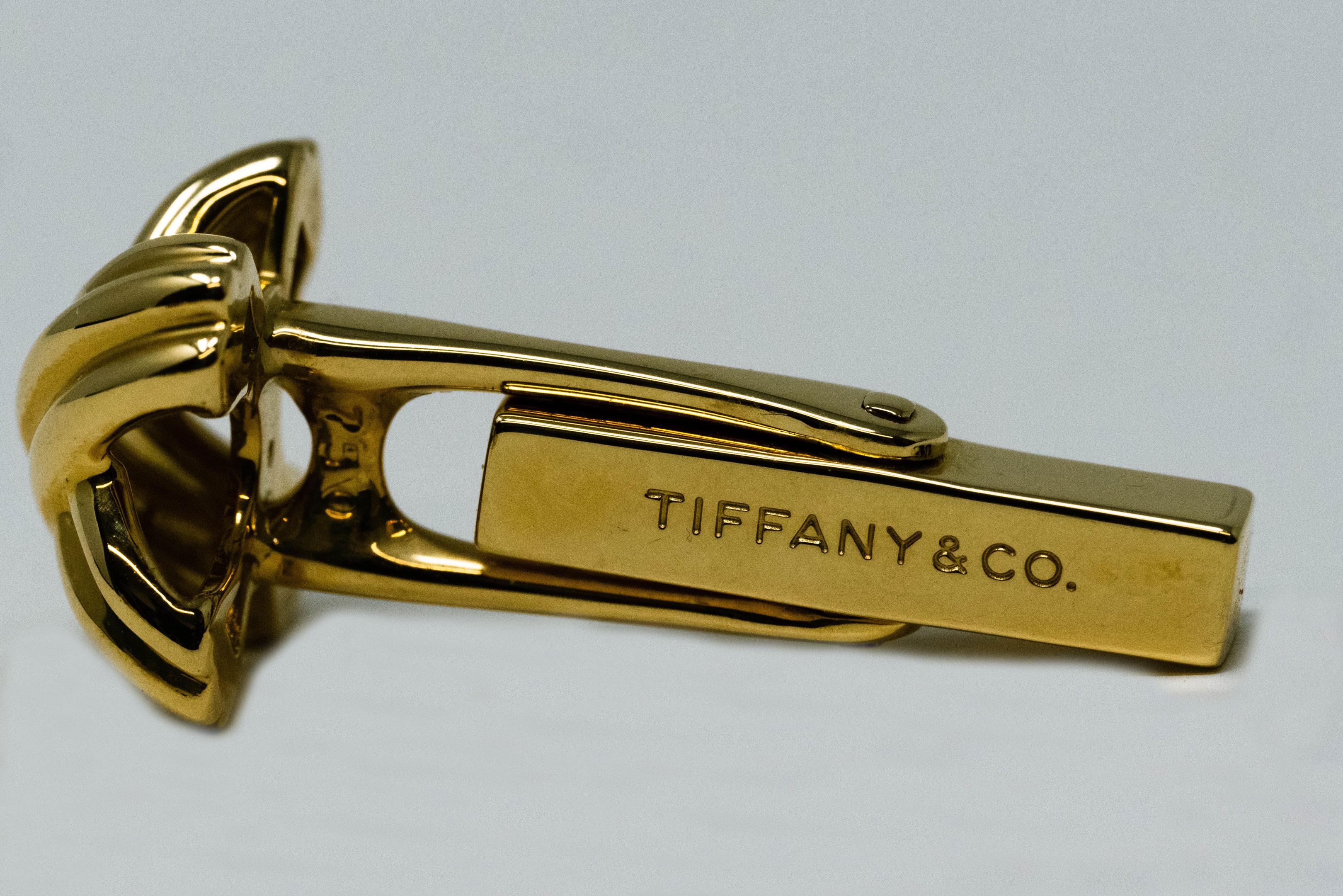 Modern Tiffany & Co. 18k Yellow Gold Cufflinks with Box