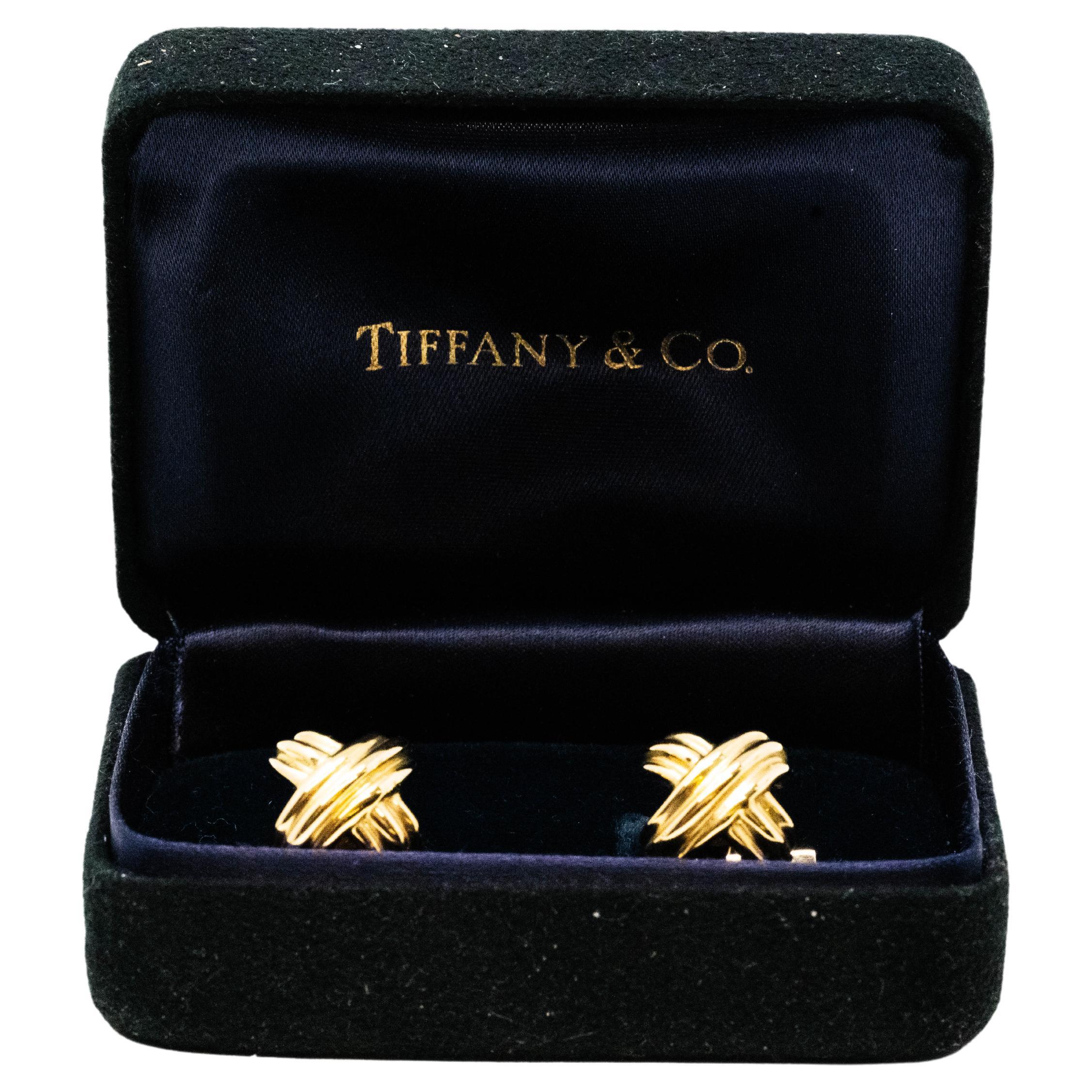 Tiffany & Co. 18k Yellow Gold Cufflinks with Box
