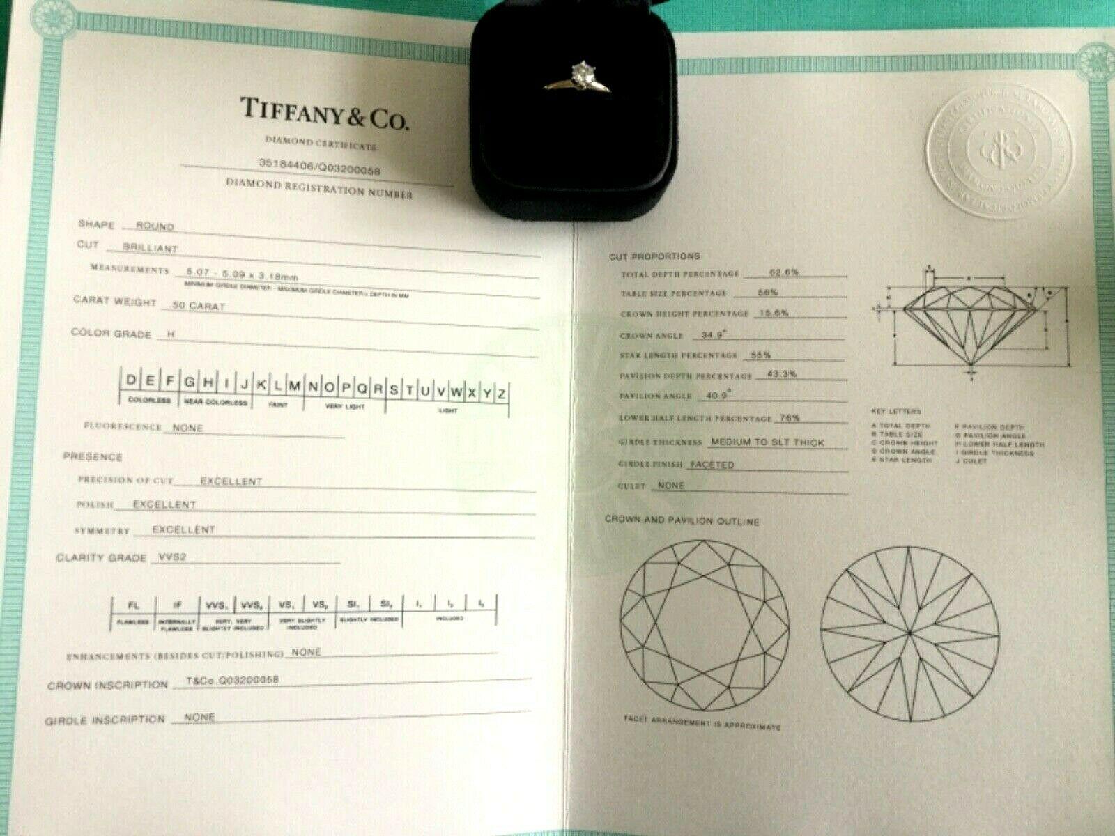 Round Cut Tiffany & Co. 18 Karat Yellow Gold Diamond .50 Carat Round Engagement Ring
