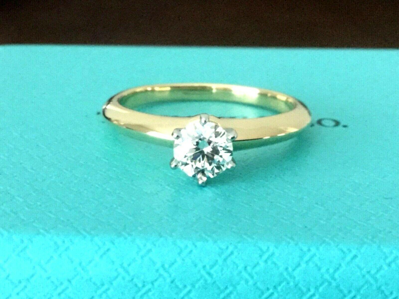 Women's Tiffany & Co. 18 Karat Yellow Gold Diamond .50 Carat Round Engagement Ring