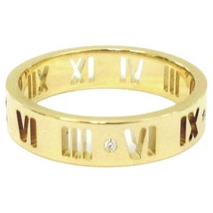 TIFFANY & Co. 18K Yellow Gold Diamond 5mm Atlas Pierced Ring 8