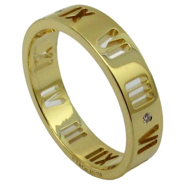 TIFFANY & Co. 18K Yellow Gold Diamond 5mm Atlas Pierced Ring 8 For Sale