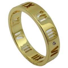 Used TIFFANY & Co. 18K Yellow Gold Diamond 5mm Atlas Pierced Ring 8
