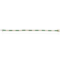 Tiffany & Co. 18 Karat Yellow Gold Diamond and Emerald Tennis Bracelet