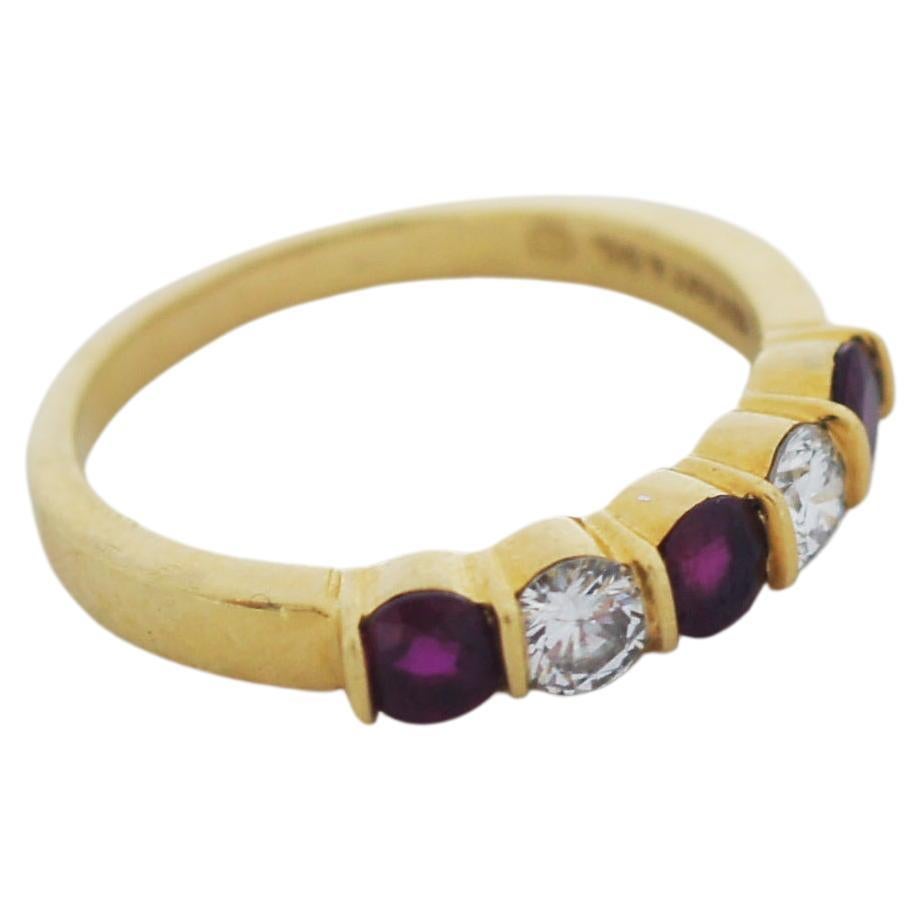 Tiffany & Co. 18k Yellow Gold Diamond and Ruby Ring