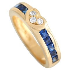 Tiffany & Co. 18K Yellow Gold Diamond and Sapphire Heart Ring