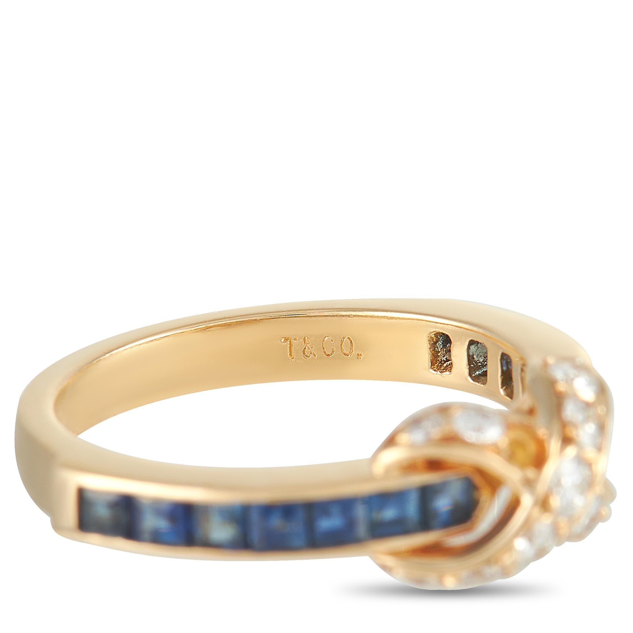 Women's Tiffany & Co. 18K Yellow Gold Diamond and Sapphire Infinity Ring