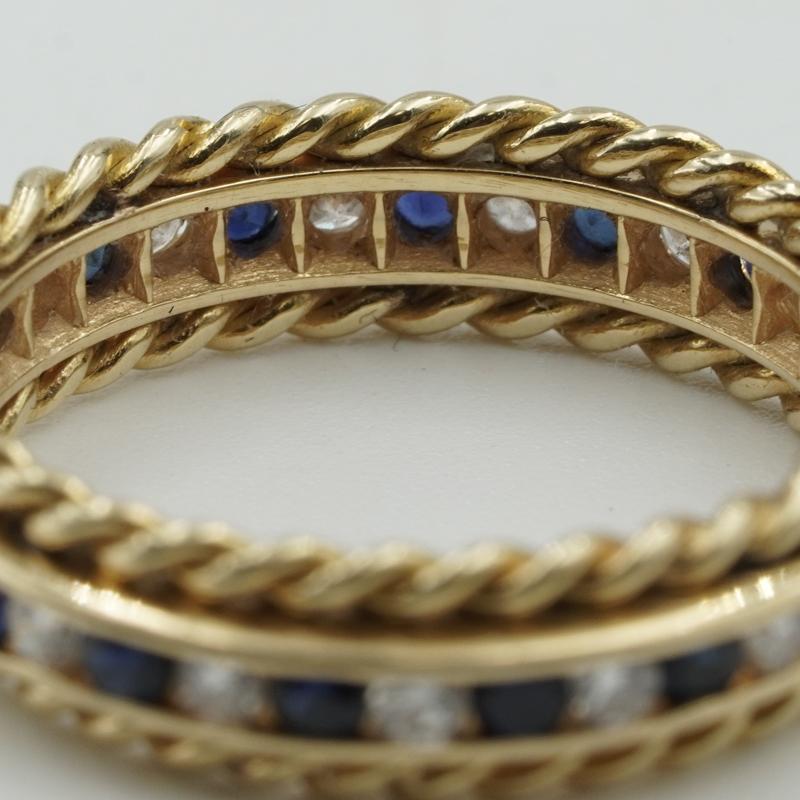 Tiffany & Co 18K Yellow Gold Diamond and Sapphire Ring In Good Condition In Carmel, IN