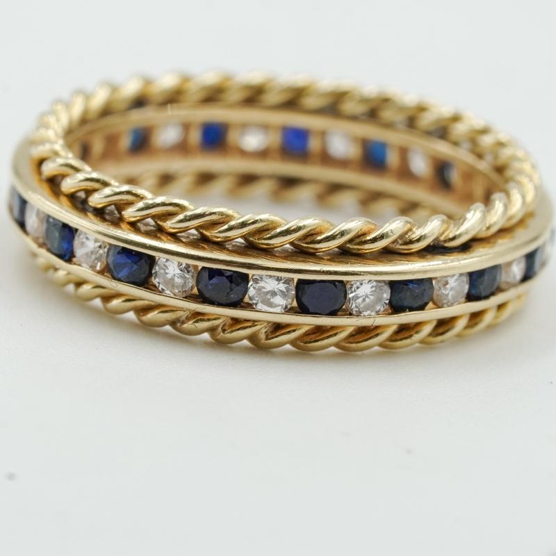 Women's Tiffany & Co 18K Yellow Gold Diamond and Sapphire Ring