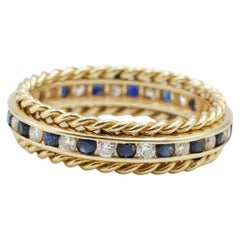 Tiffany & Co 18K Yellow Gold Diamond and Sapphire Ring