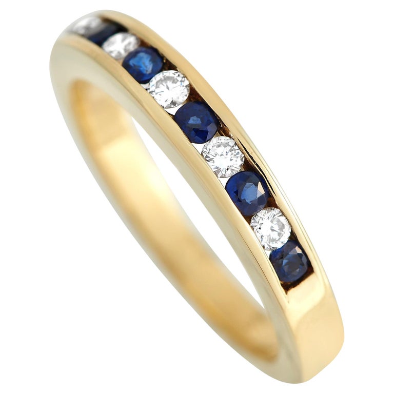 Tiffany & Co. 18K Yellow Gold Diamond and Sapphire Ring For Sale