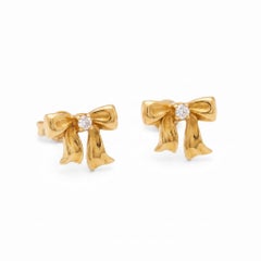 Tiffany & Co. 18k Yellow Gold Diamond Bow Earrings