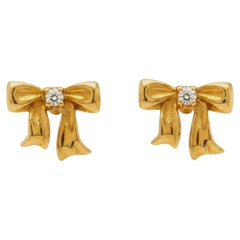 Tiffany & Co. 18k Yellow Gold Diamond Bow Earrings