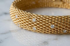 Tiffany & Co. 18K Yellow Gold Diamond Braided Bangle Bracelet 92.5 Grams