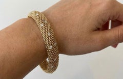 Tiffany & Co. 18K Yellow Gold Diamond Braided Bangle Bracelet 92.5 Grams