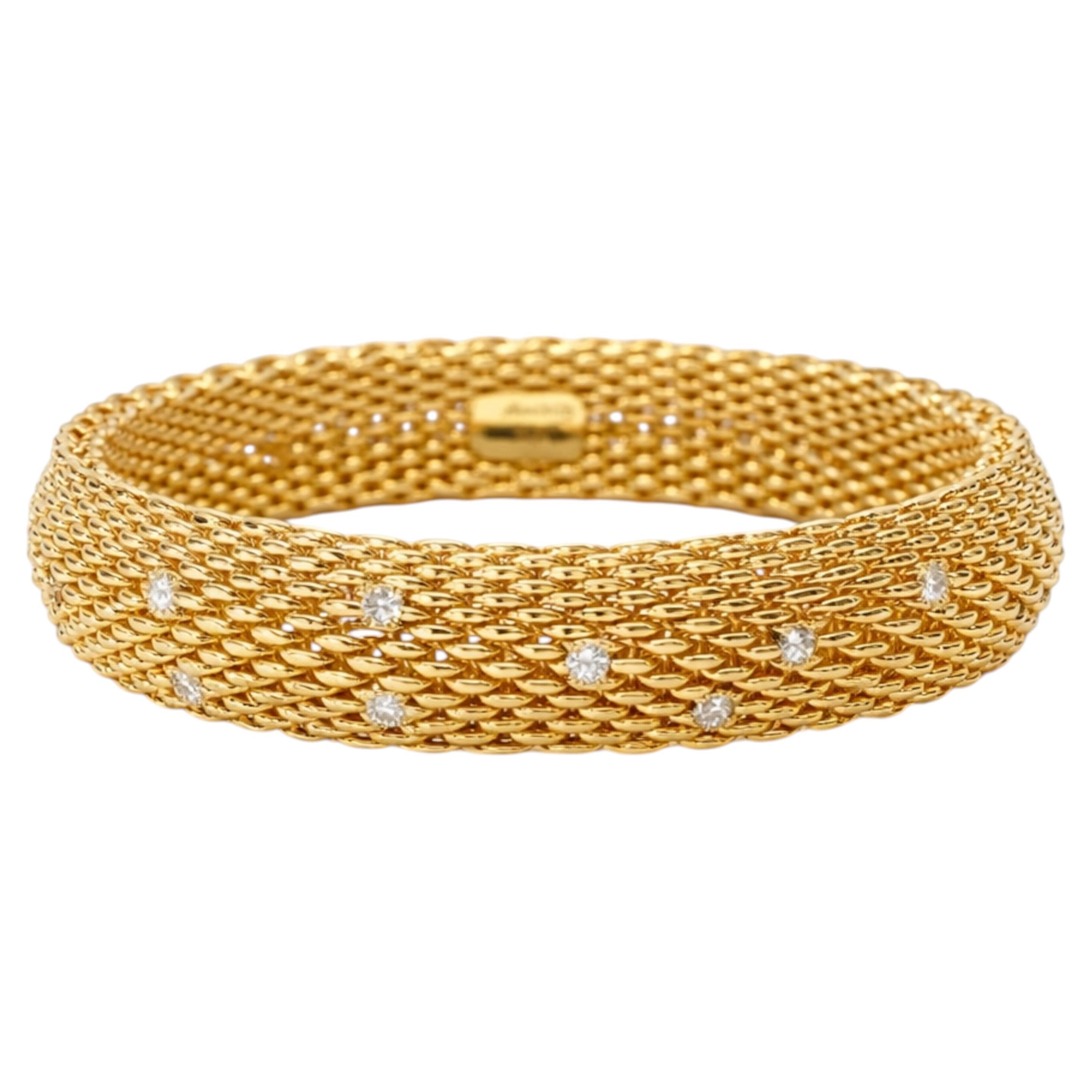 Tiffany & Co. 18K Yellow Gold Diamond Braided Bangle Bracelet 92.5 Grams