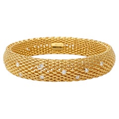 Tiffany & Co. 18K Yellow Gold Diamond Braided Bangle Bracelet 92.5 Grams