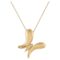 Tiffany & Co. 18K Yellow Gold Diamond Butterfly Necklace design by Elsa Peretti