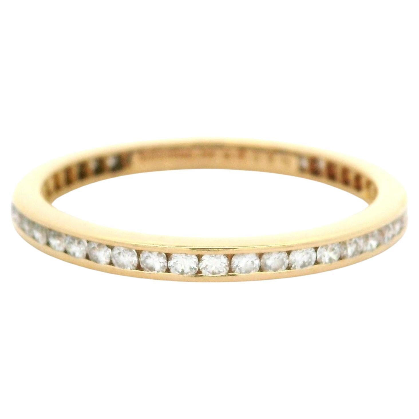 Tiffany & Co. 18k Yellow Gold Diamond Channel 2.1mm Infinity Eternity Band Ring