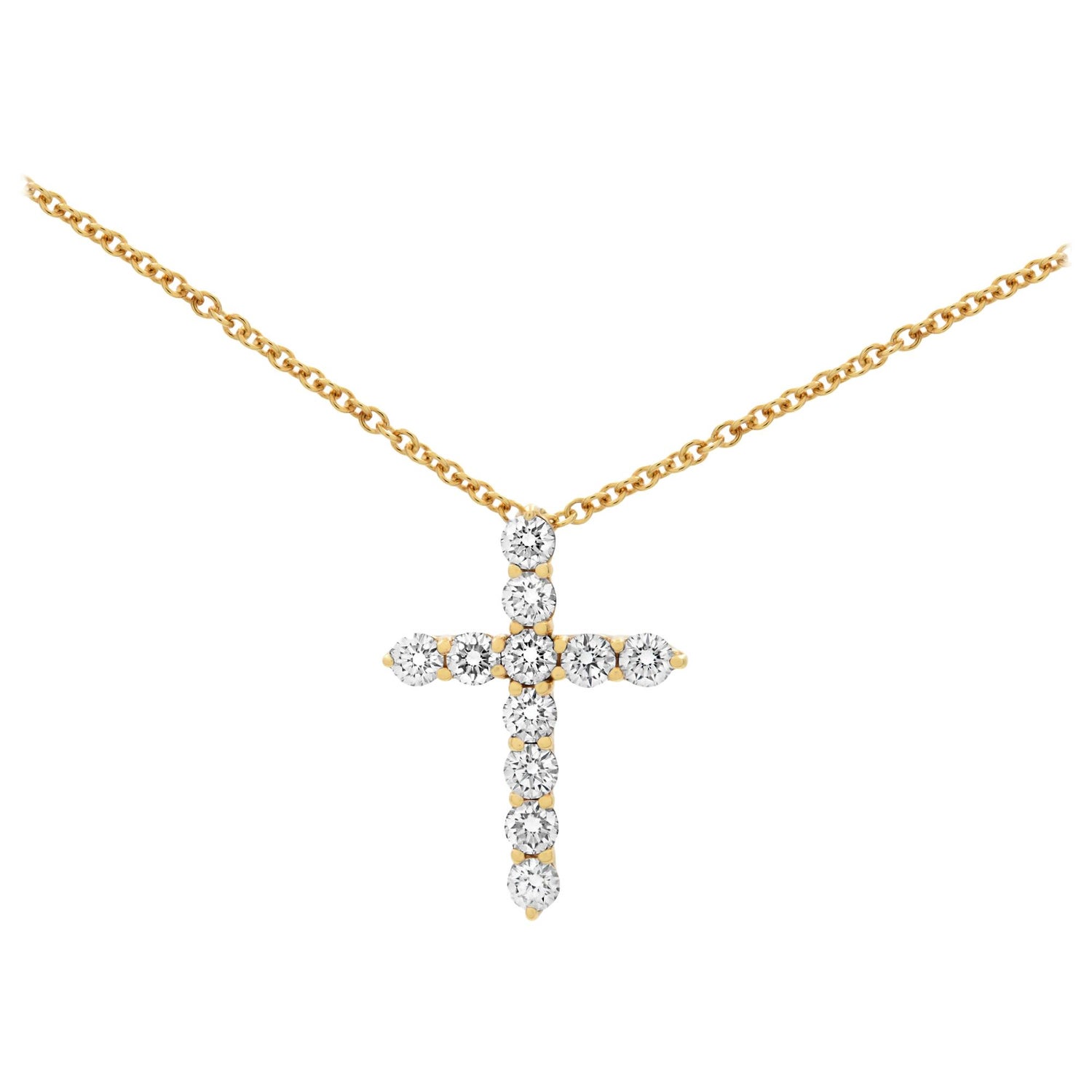 HN Jewels His & Her 14K Rose Gold Plated Round Simulated Diamonds Micro Pave Cross Pendant 18 Chain 