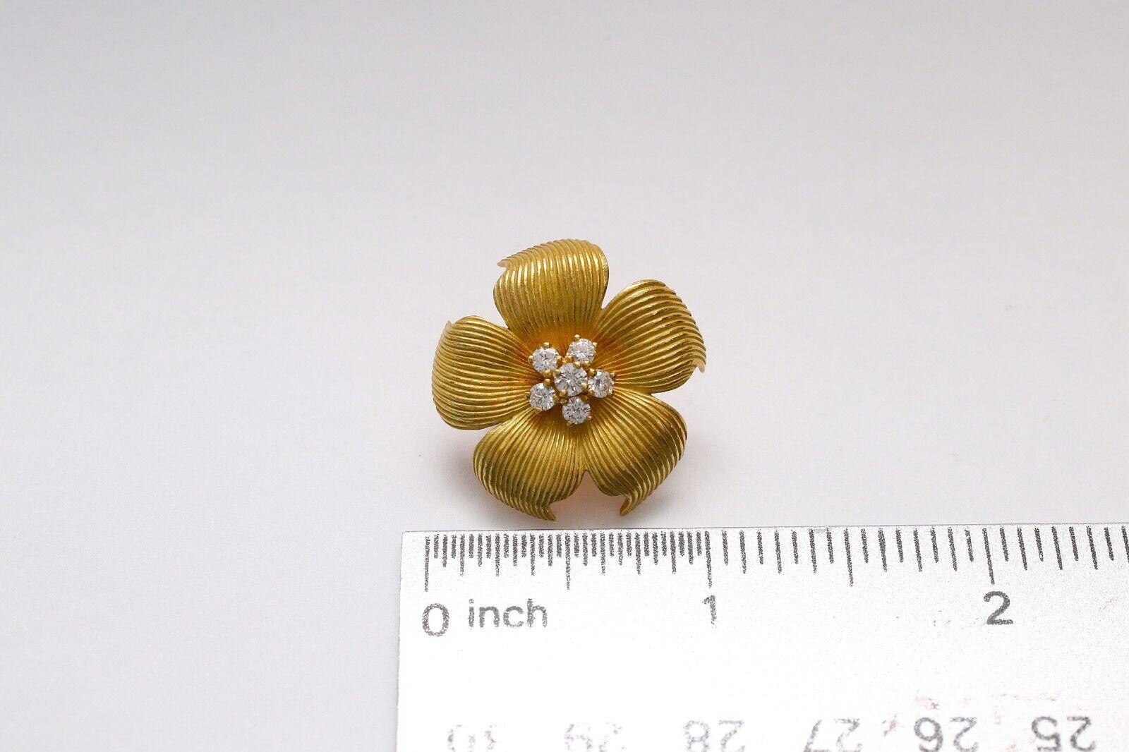 Tiffany & Co. 18k Yellow Gold Diamond Dogwood Flower Earrings, 18.3g For Sale 2