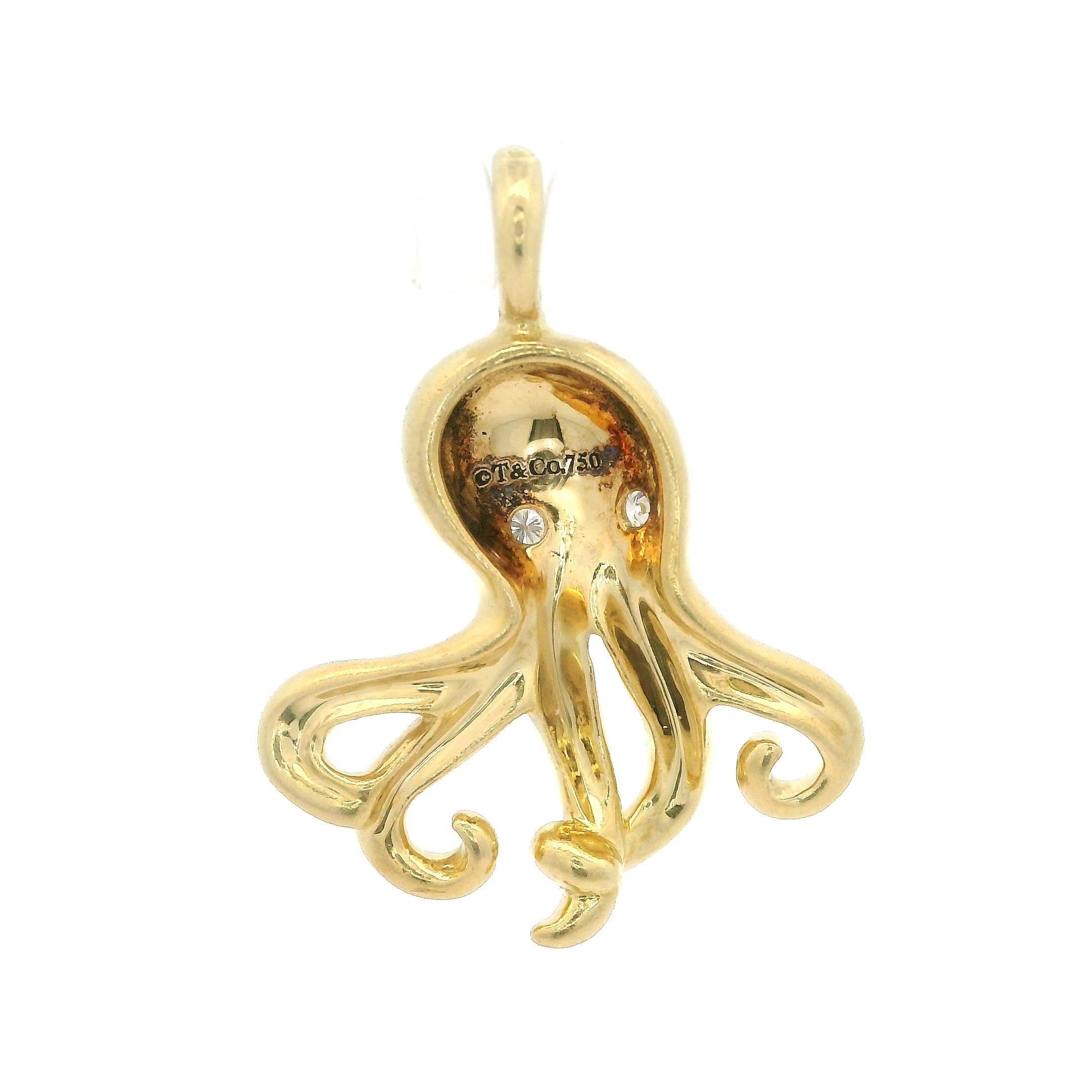 Tiffany & Co. 18 Karat Gelbgold Diamant-augen-Anhänger mit Octopus-Schlangenanhänger (Brillantschliff)