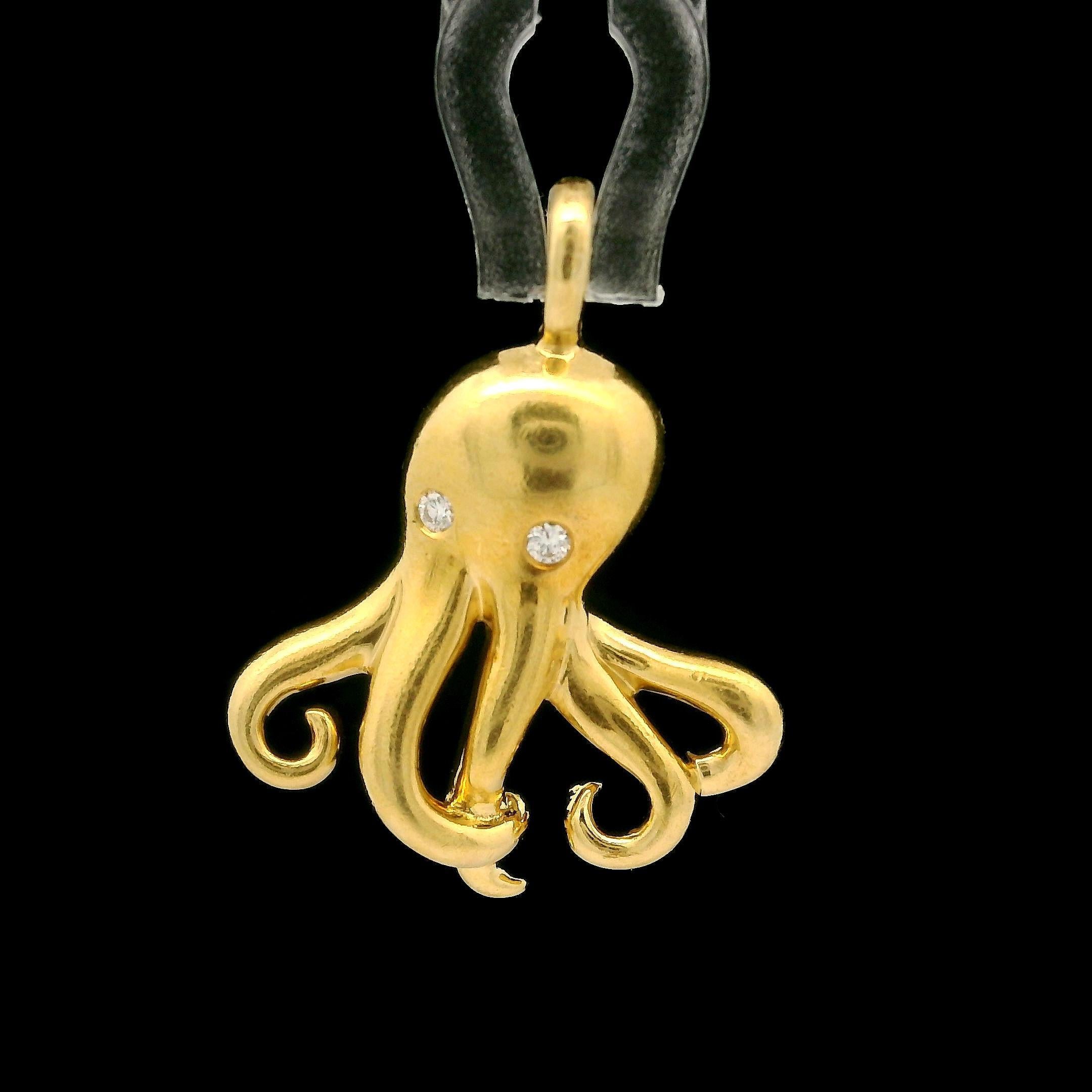 Tiffany & Co. 18 Karat Gelbgold Diamant-augen-Anhänger mit Octopus-Schlangenanhänger im Zustand „Hervorragend“ in Montclair, NJ