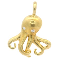 Tiffany & Co. 18 Karat Gelbgold Diamant-augen-Anhänger mit Octopus-Schlangenanhänger