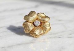 Tiffany & Co. 18K Yellow Gold Diamond Flower Pin Brooch