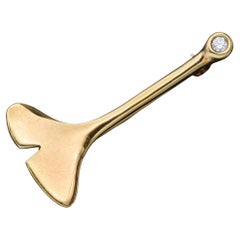 Tiffany & Co. Diamond Yellow Gold Gingko Leaf Brooch Pin