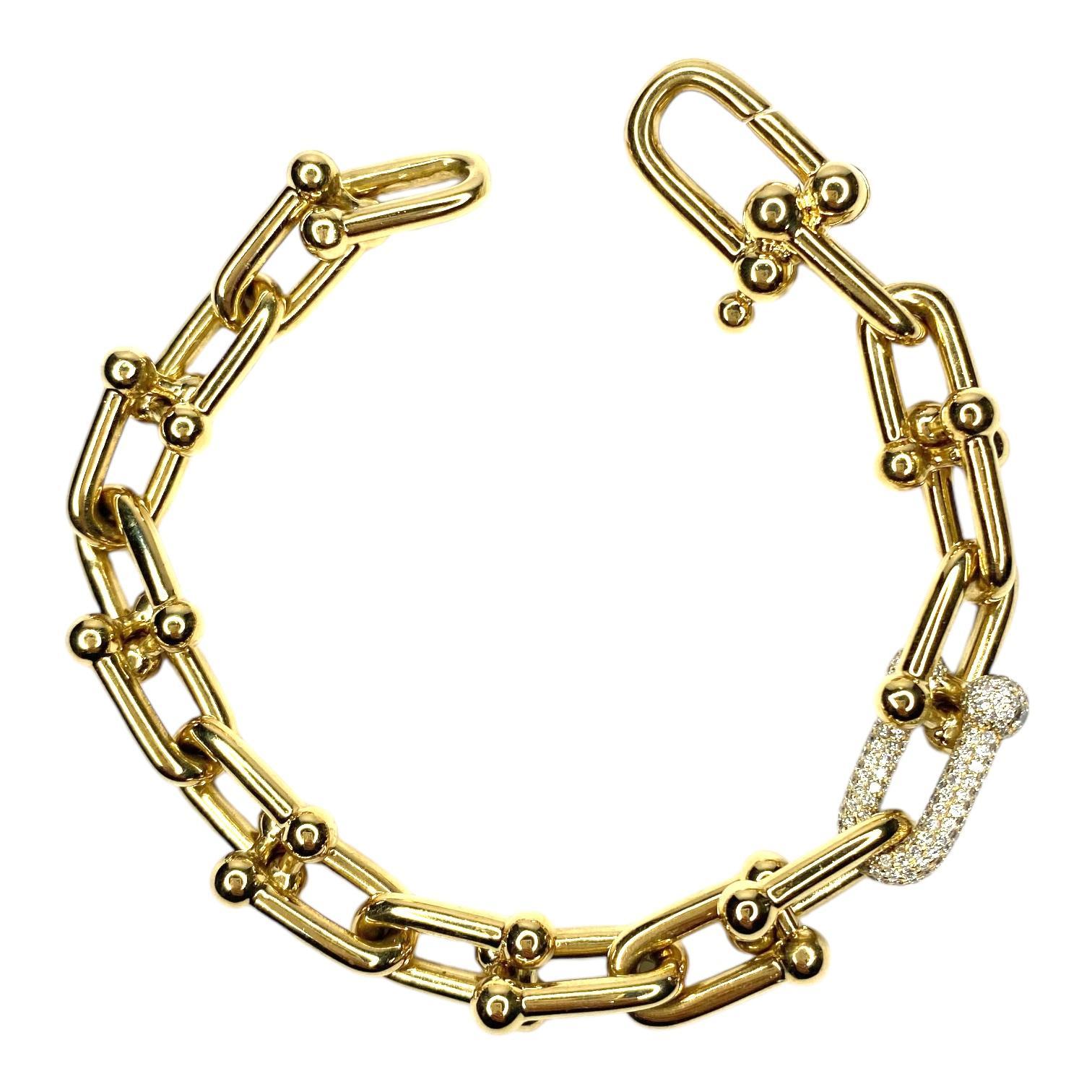 Contemporary Tiffany & Co. 18K Yellow Gold Diamond HardWear Large Links Bracelet
