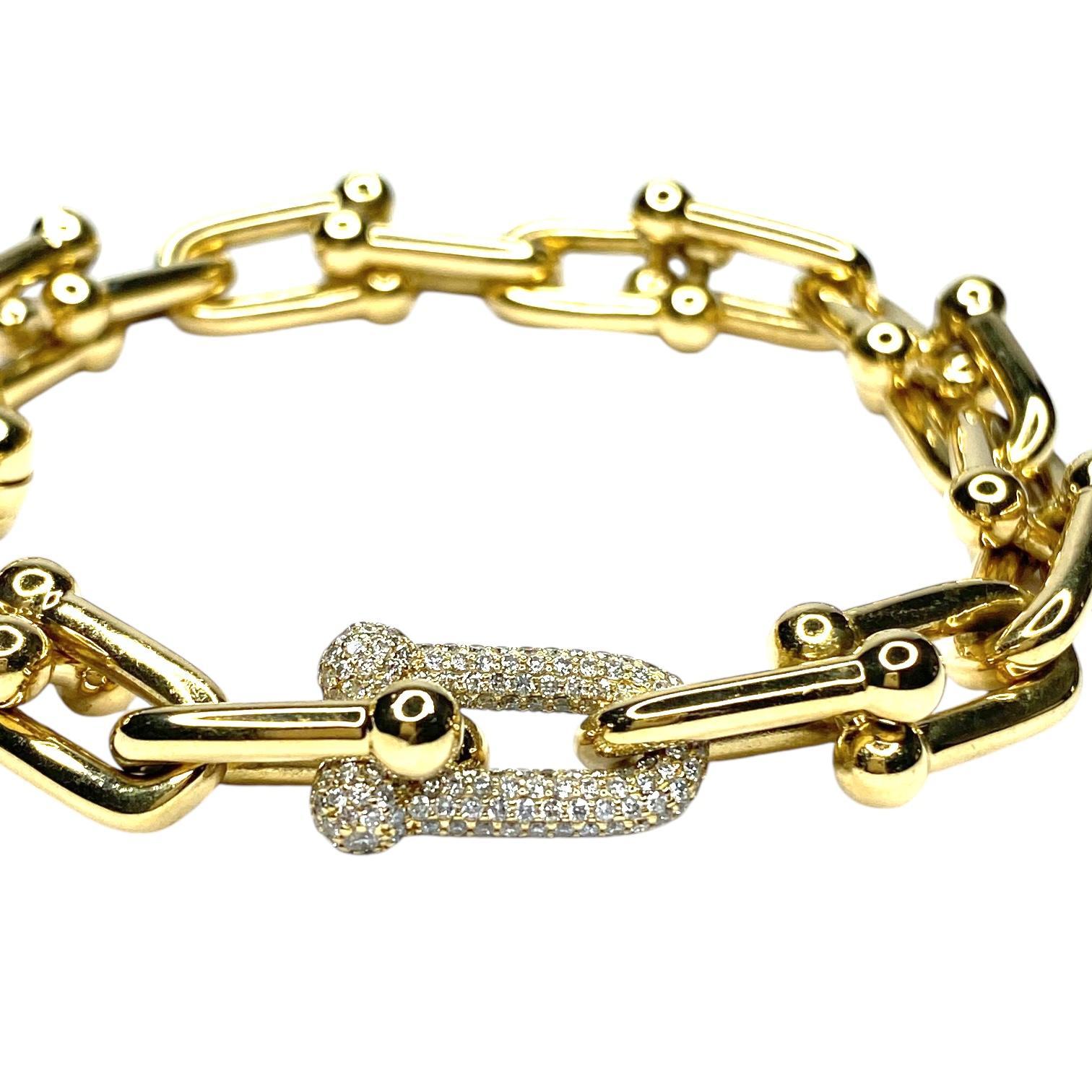 Brilliant Cut Tiffany & Co. 18K Yellow Gold Diamond HardWear Large Links Bracelet