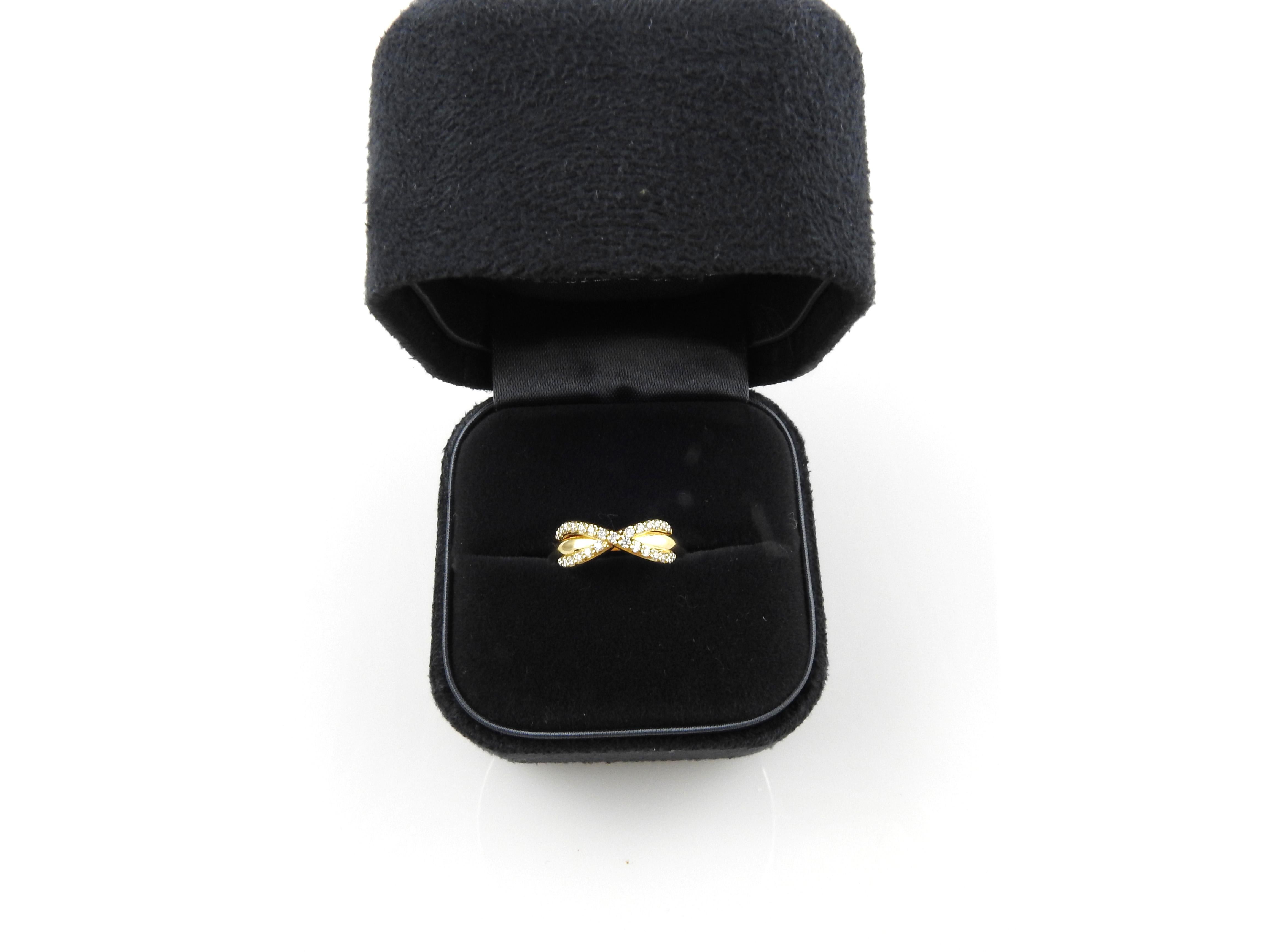 Tiffany & Co. 18 Karat Yellow Gold Diamond Infinity Ring with Box/Bag/ Booklet 2