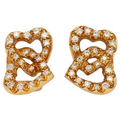 Tiffany & Co. 18K Gelbgold Diamant Ohrringe mit ineinandergreifenden Herzen