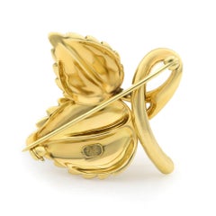 Tiffany & Co 18 Karat Yellow Gold Diamond Leaf Brooch Pin
