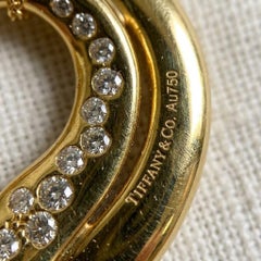 Tiffany & Co. 18k Yellow Gold Diamond Open Heart Pendant Necklace