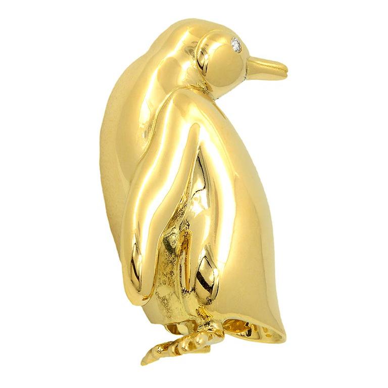 Tiffany & Co. 18k Yellow Gold Diamond Penguin Pin