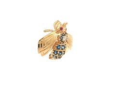 Tiffany & Co. 18k Yellow Gold Diamond Sapphire & Ruby Fly Bee Pin Brooch
