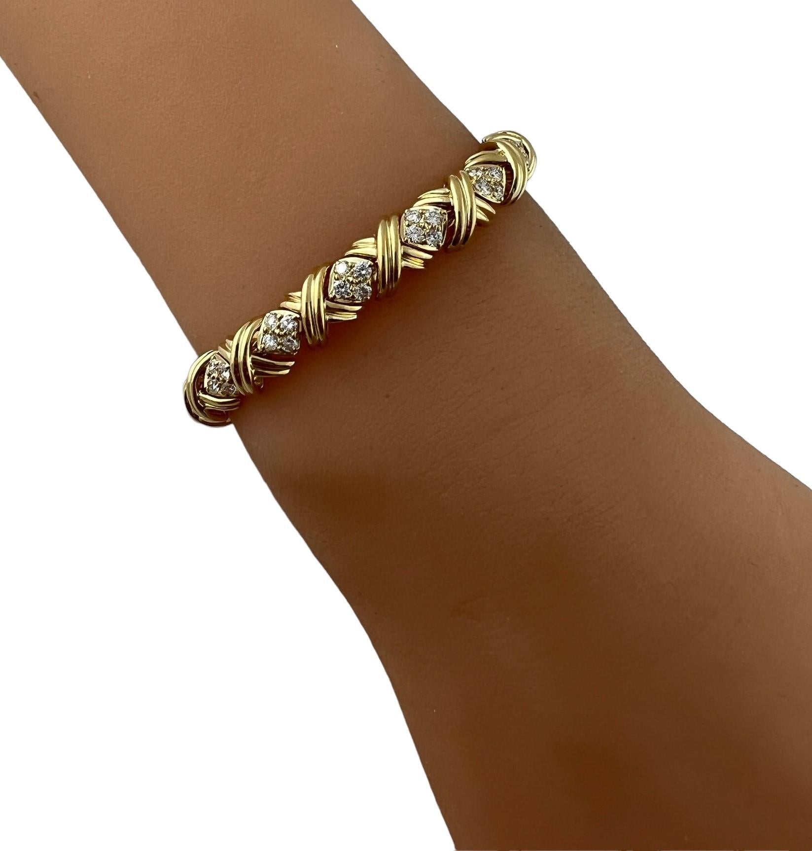 Tiffany & Co. 18k Yellow Gold Diamond Signature X Bracelet 2.72cts 4