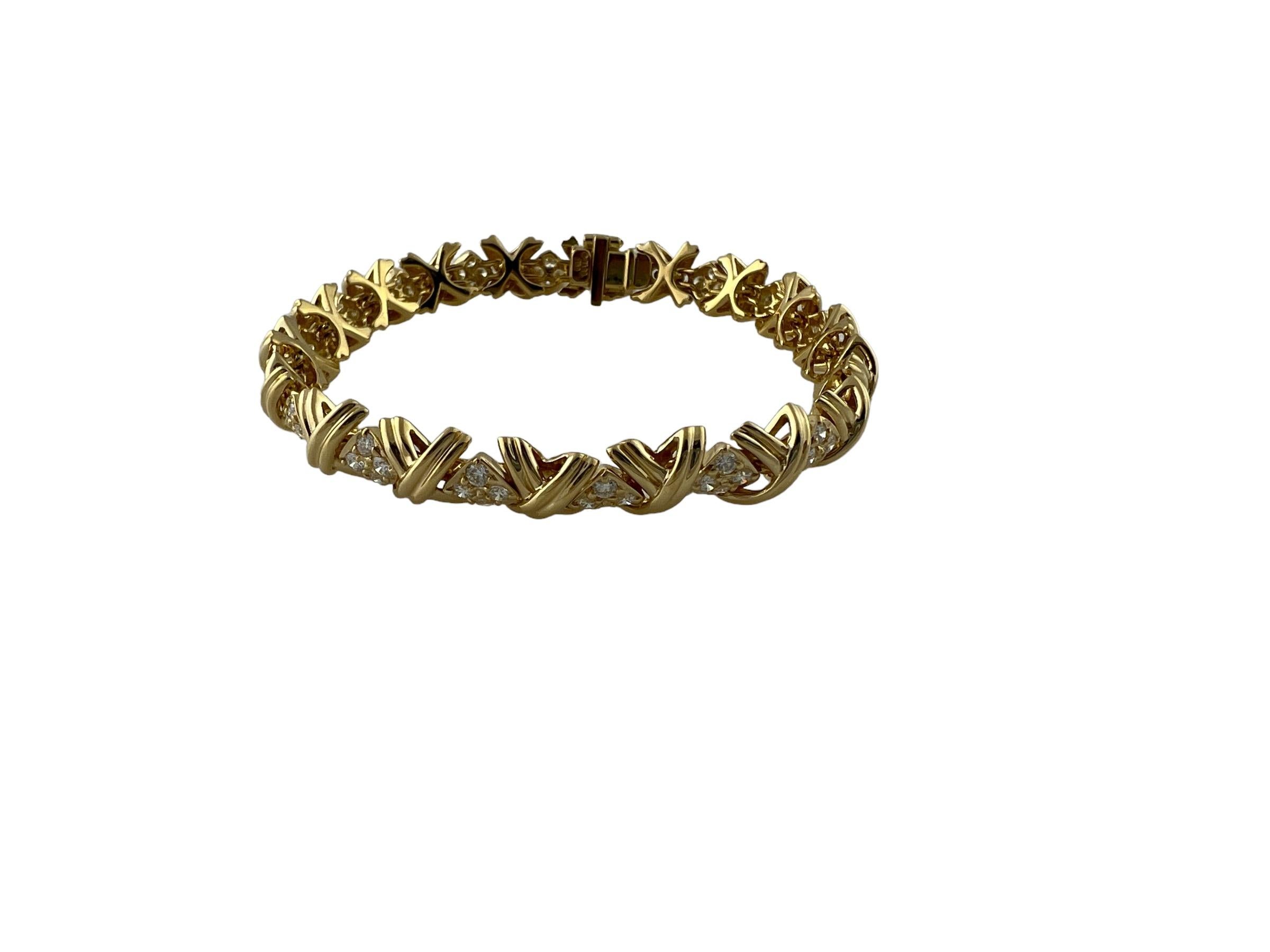 Tiffany & Co. 18k Yellow Gold Diamond Signature X Bracelet 2.72cts 5