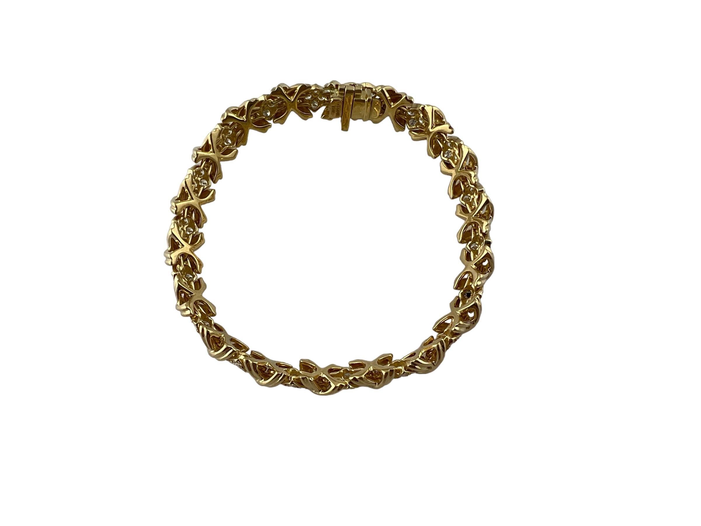 Tiffany & Co. 18k Yellow Gold Diamond Signature X Bracelet 2.72cts 2