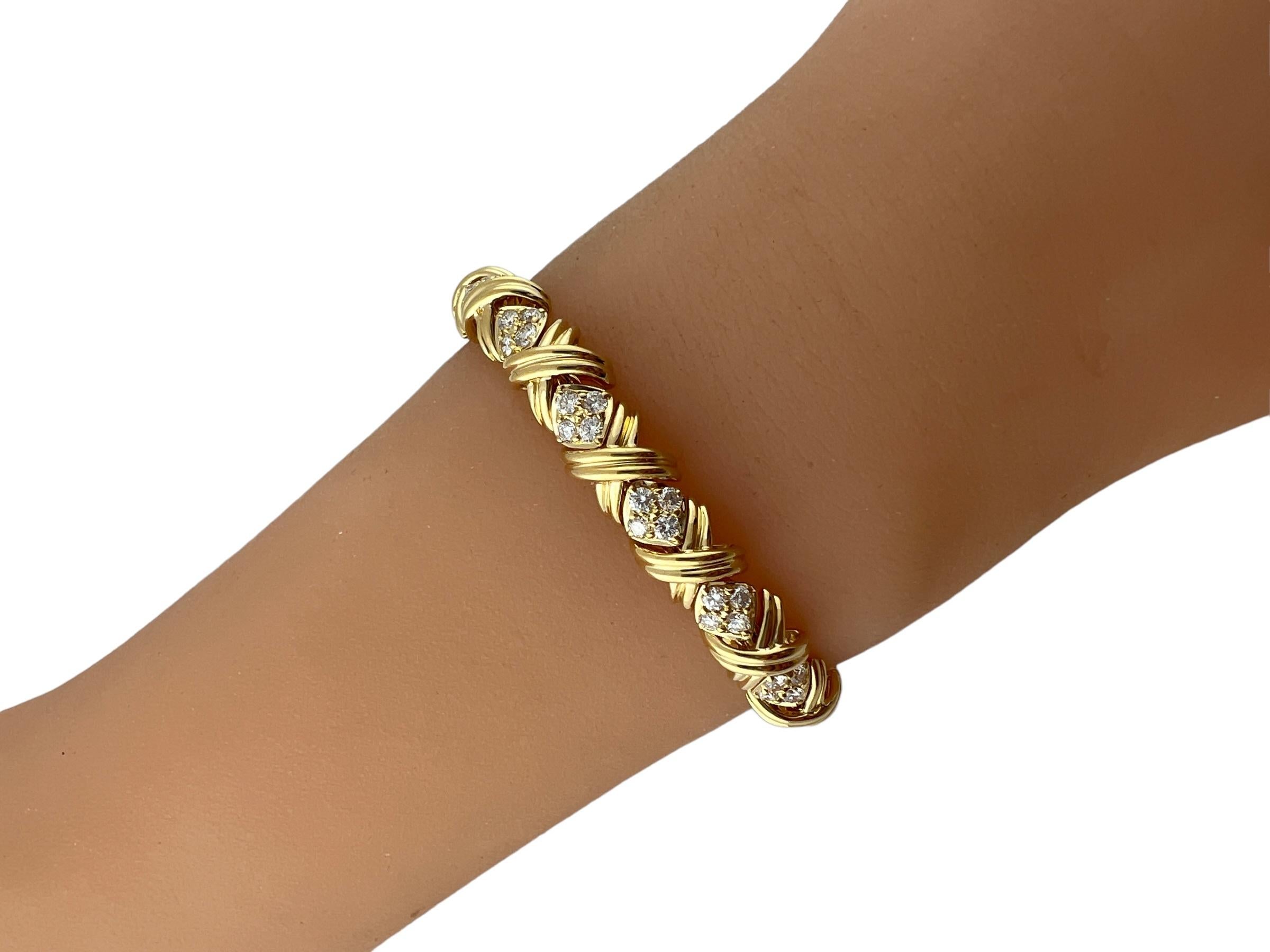 Tiffany & Co. 18k Yellow Gold Diamond Signature X Bracelet 2.72cts 3