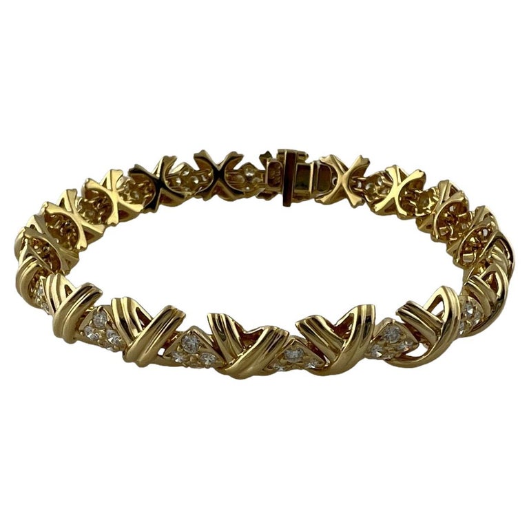 Tiffany and Co. 18K Yellow Gold Diamond Signature X Bracelet 2.72cts ...