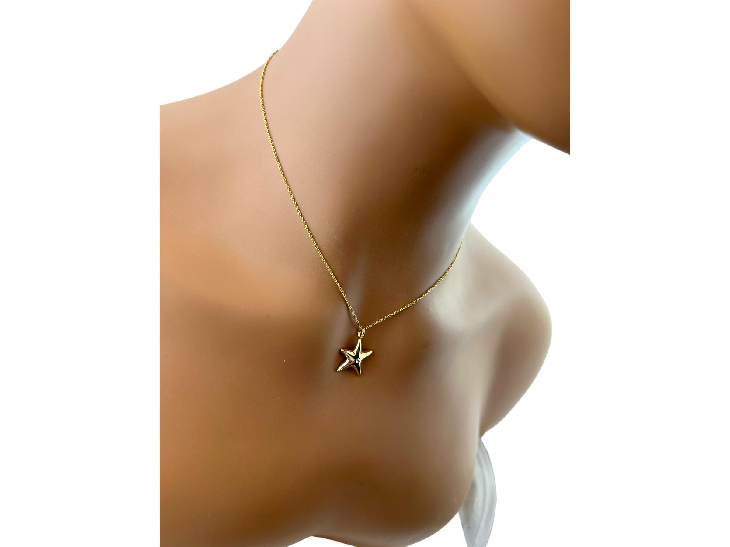 Tiffany & Co. 18K Yellow Gold Diamond Starfish Pendant Necklace #15432 2